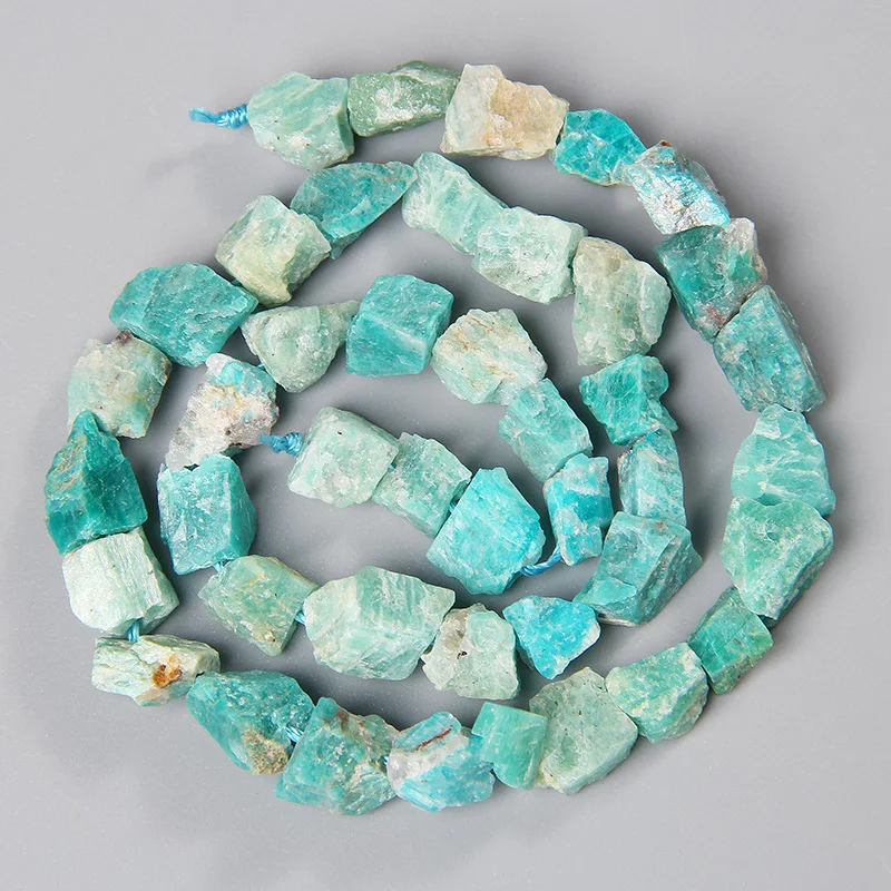 Freeform 7-11MM  Real Blue Amazonite Stone Beads Irregular Semi-precious Minerals Stones Bead Nugget For Jewelry Making Handmade