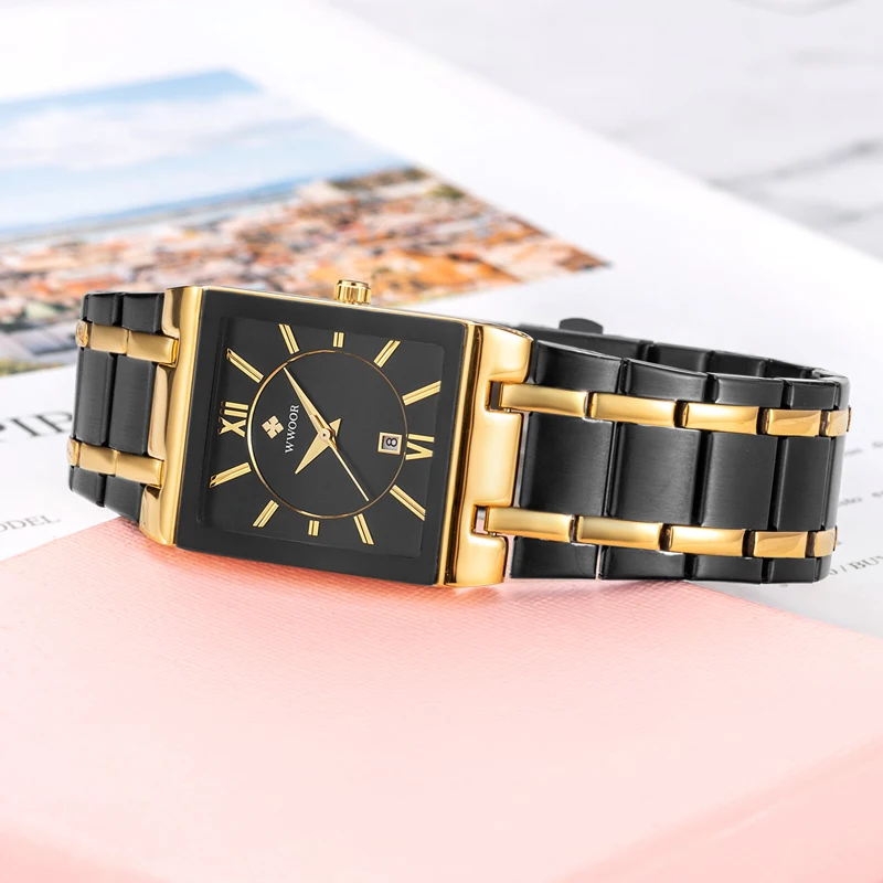 WWOOR New Women Watches Square Luxury Brand Women\'s Bracelet Wristwatches Creative Steel Ladies Waterproof Date Relogio Feminino