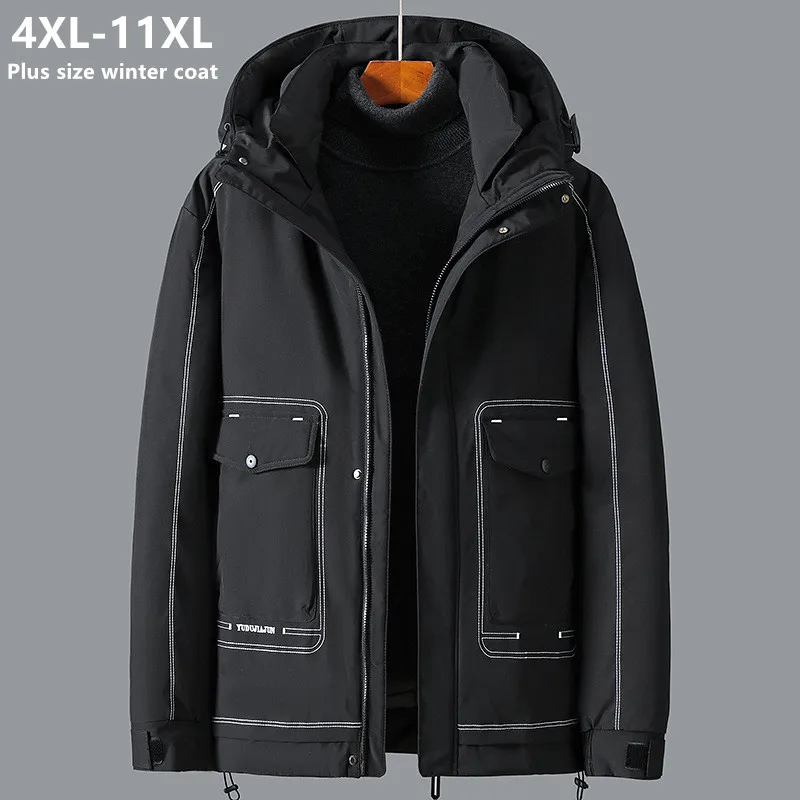 11XL 10XL Winter Parka Men Jacket Plus Size 6XL 7XL 8XL 9XL Thick Warm Male Black Coat Cargo Loose Hooded Oversized Big Clothes