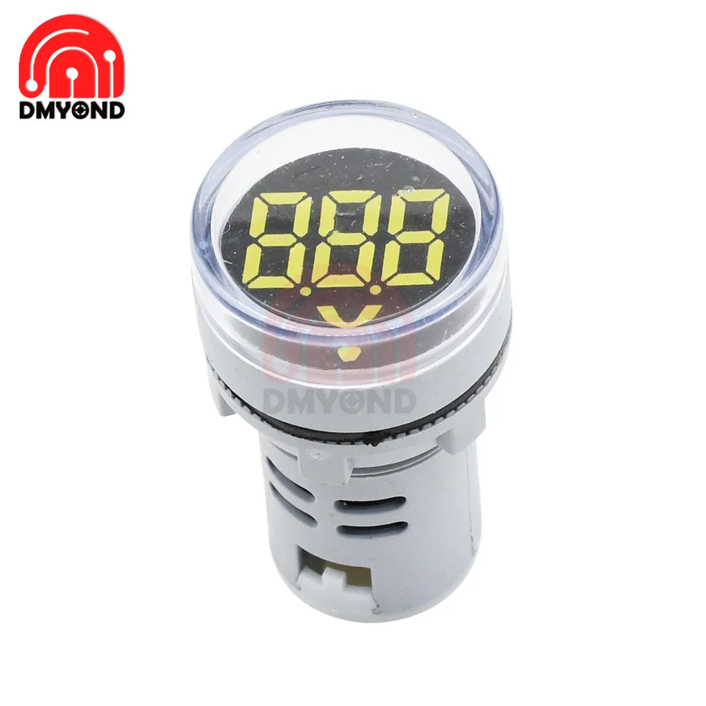 Diy Mini Digitale Voltmeter 22Mm Ronde Ac 60-500V Volt Spanningstester Meter Monitor Power Led Indicator Pilot Licht Display