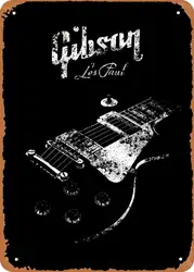 Guitars Music Gibson Les Paul Body Plaque Poster Metal 8" x 12" Vintage Retro Wall Decor