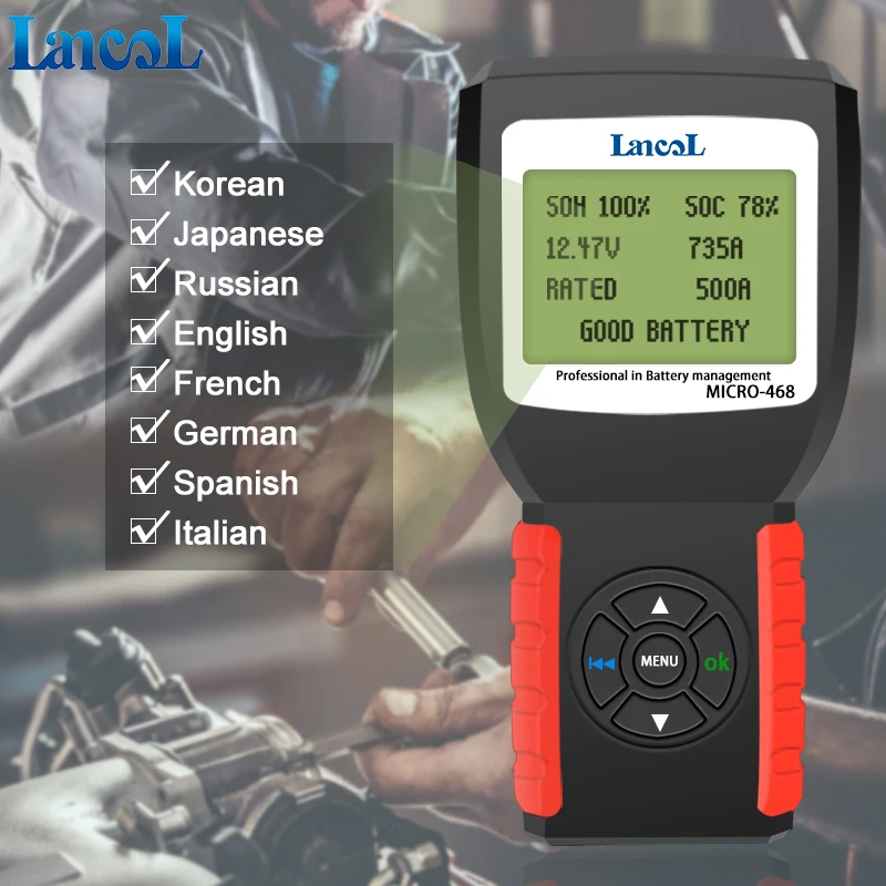 Lancol Micro468 Car Battery Tester Portable 12V Auto Digital 100-2000CCA  Automobile Battery Analyzer Tool For Car