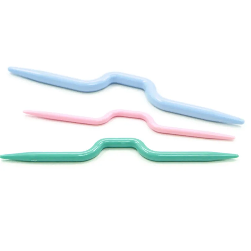 Stitch Needles Plastic Knitting Needles for Manual Scarf Sweater U-shaped Twist Weaving Sewing Accessory 2 Sets(3pcs/set, S/M/L)