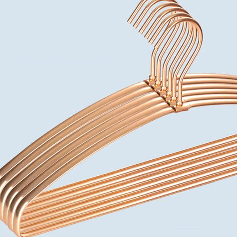 

5 pcs/lot Aluminium Alloy Clothes Hangers for Suits Non-slip Ultra Thick Coat Hanger of Gold Color Wide Shoulder Seamless Suit Support