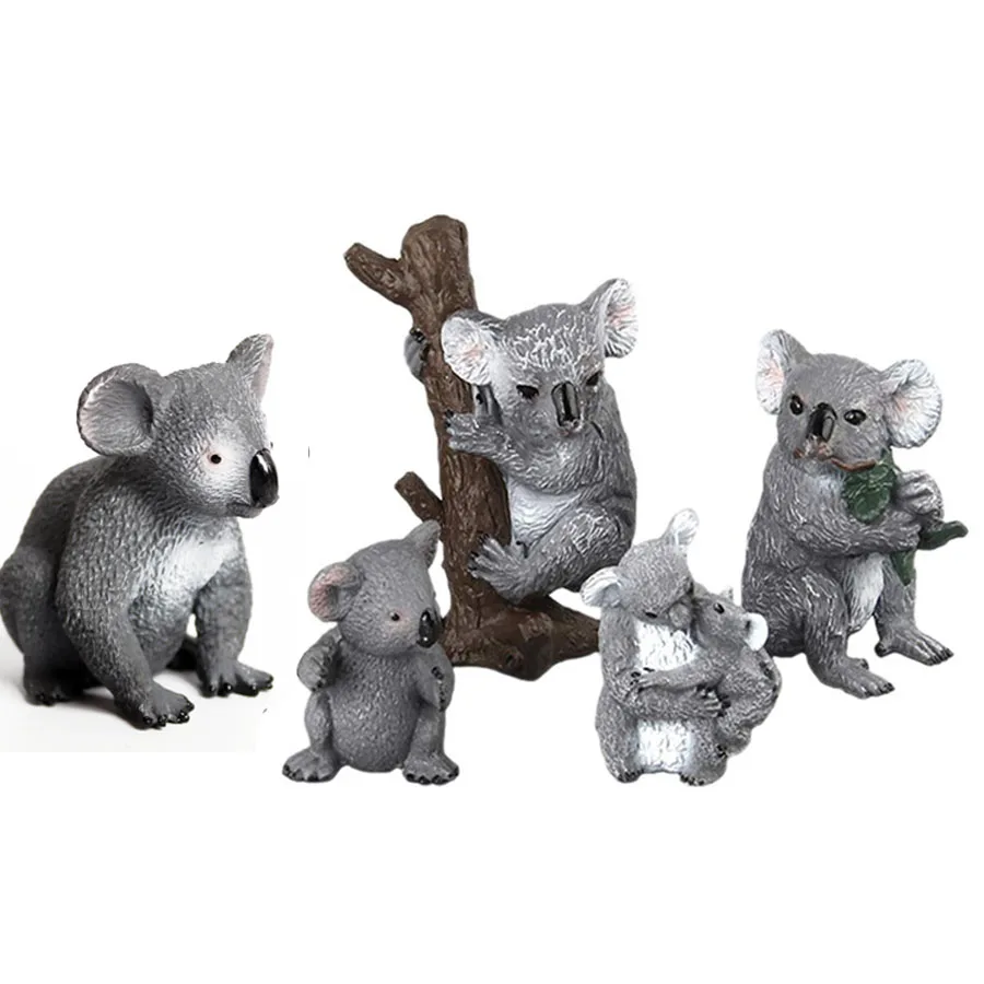 Animaux sauvages australiens réalistes, famille Kangourous Koala, figurine modèle d'action, jouets de ferme forestière pour enfants