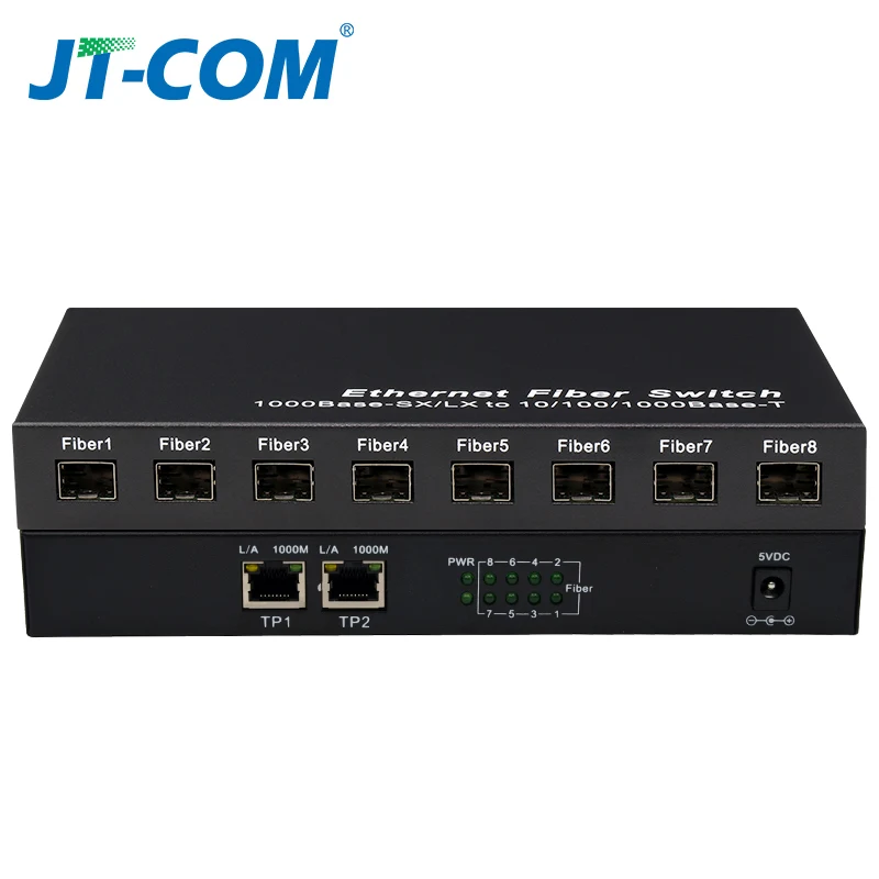 Gigabit Network SFP Fiber Switch 1000Mbps SFP Media Converter 8 SFP Fiber Port and 2 RJ45 Port 8G2E Fiber Ethernet Switch