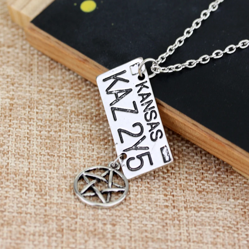 Supernatural Dean License Plate Pendant Necklace Movie Jewelry Accessories