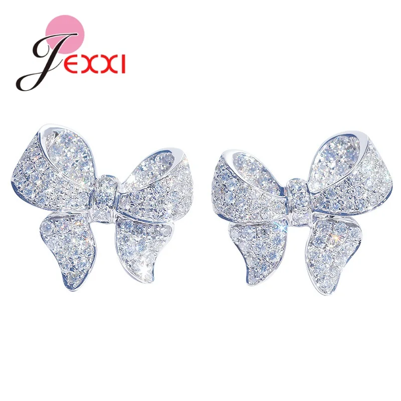 Korean Style Top Sale AAAA Cubic Zirconia Butterfly Stud Earrings Women Girls Lovely Style Exquisite Small Earrings