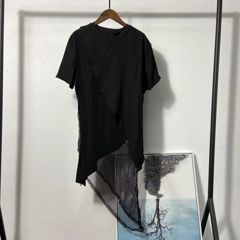 

Mens Summer O-Neck Irregular Spliced Loose Fashion Casual T-Shirts Concise High Street Vintage Korean Style 2022 New Male