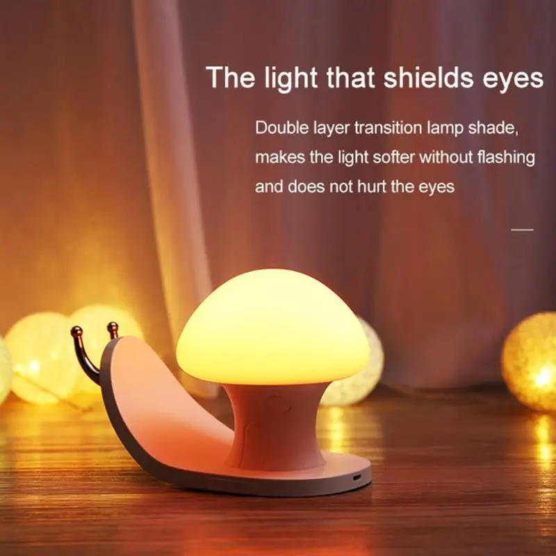 Creative Snail Shape LED Night Light Breathing Lamp Out Personality Practical Rechargeable Dimmable Bedroom Bedside Lamp