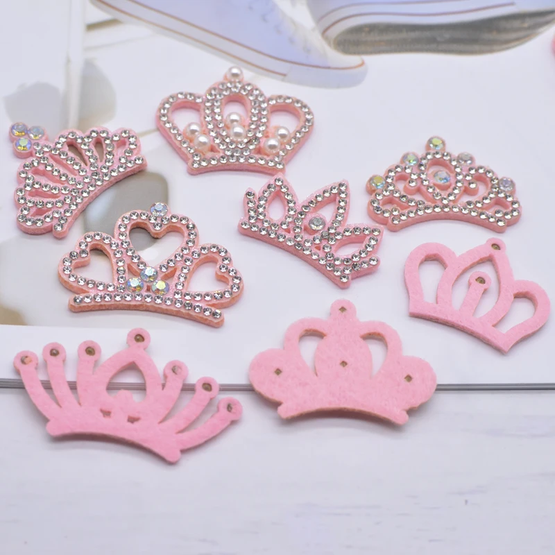 15Pcs/lot Padded Multiple Styles Crown Rhinestone Patches for DIY Clothes Crafts Decor Applique Headwear Bow Jewelry Accessories