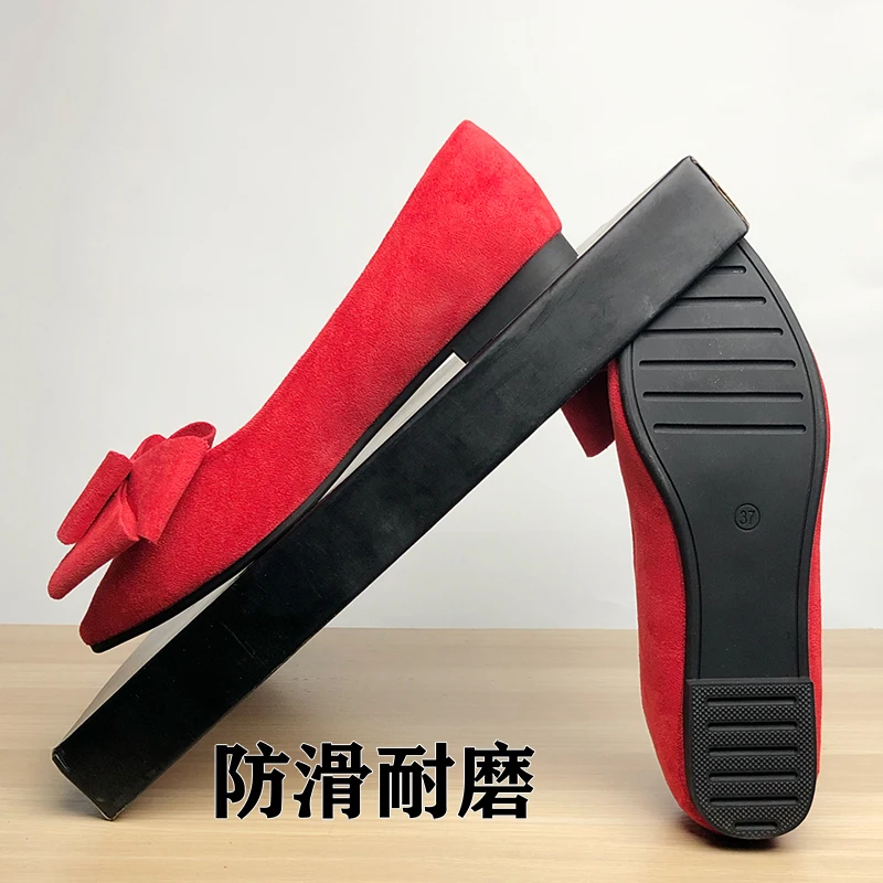 Women Flats Red Shoes Solid Color Lady Flat Heel Shoes Big Bow Rosette Pointed Toe Size 32 33 Butterfly-Knot Girl Princess Shoes