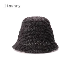 new Fashion Lady Straw Hat Women Summer Sun Visor Sun cap Panama Boater Floppy Bucket Cap Female Woman Bucket hat Straw Beach