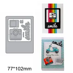 Urocza folia na aparat fotograficzny uśmiech Happy Take ramka na zdjęcia wykrojniki do metalu udekoruj papier scrapbooking, rzemiosło karty do wytłaczania nowe matryce