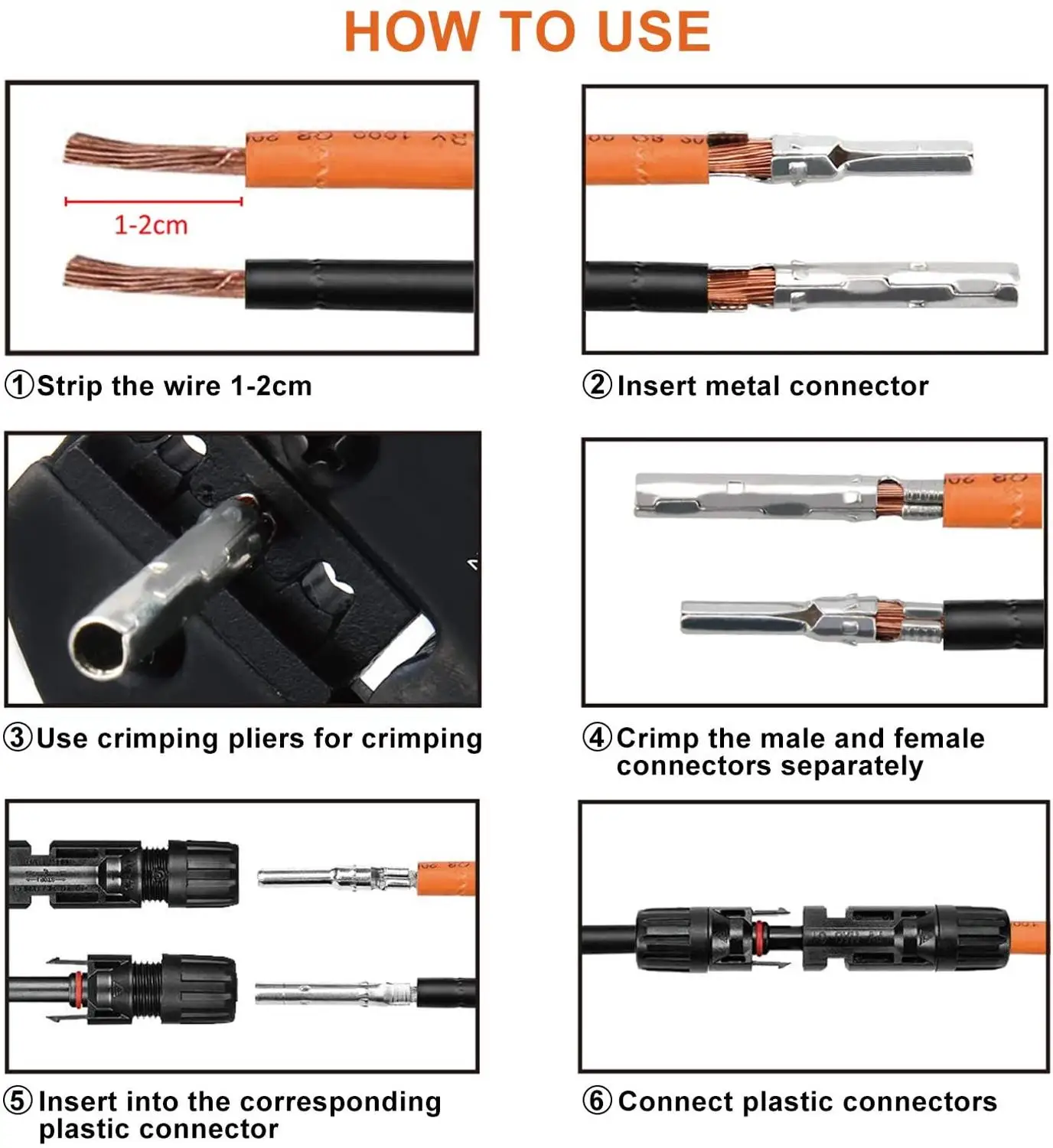 Imagem -05 - Masculino e Feminino Painel Solar Crimping Tool Kit Conectores de Cabo pv Mc3 2560 mm ² Awg2610 12 Pcs