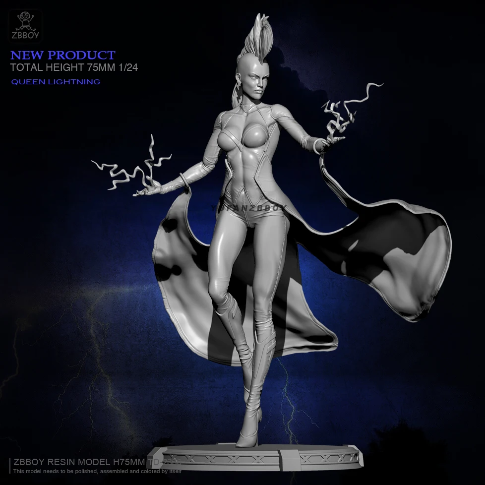 75MM Resin model kits Goddess of Lightning self-asssembled TD-2380