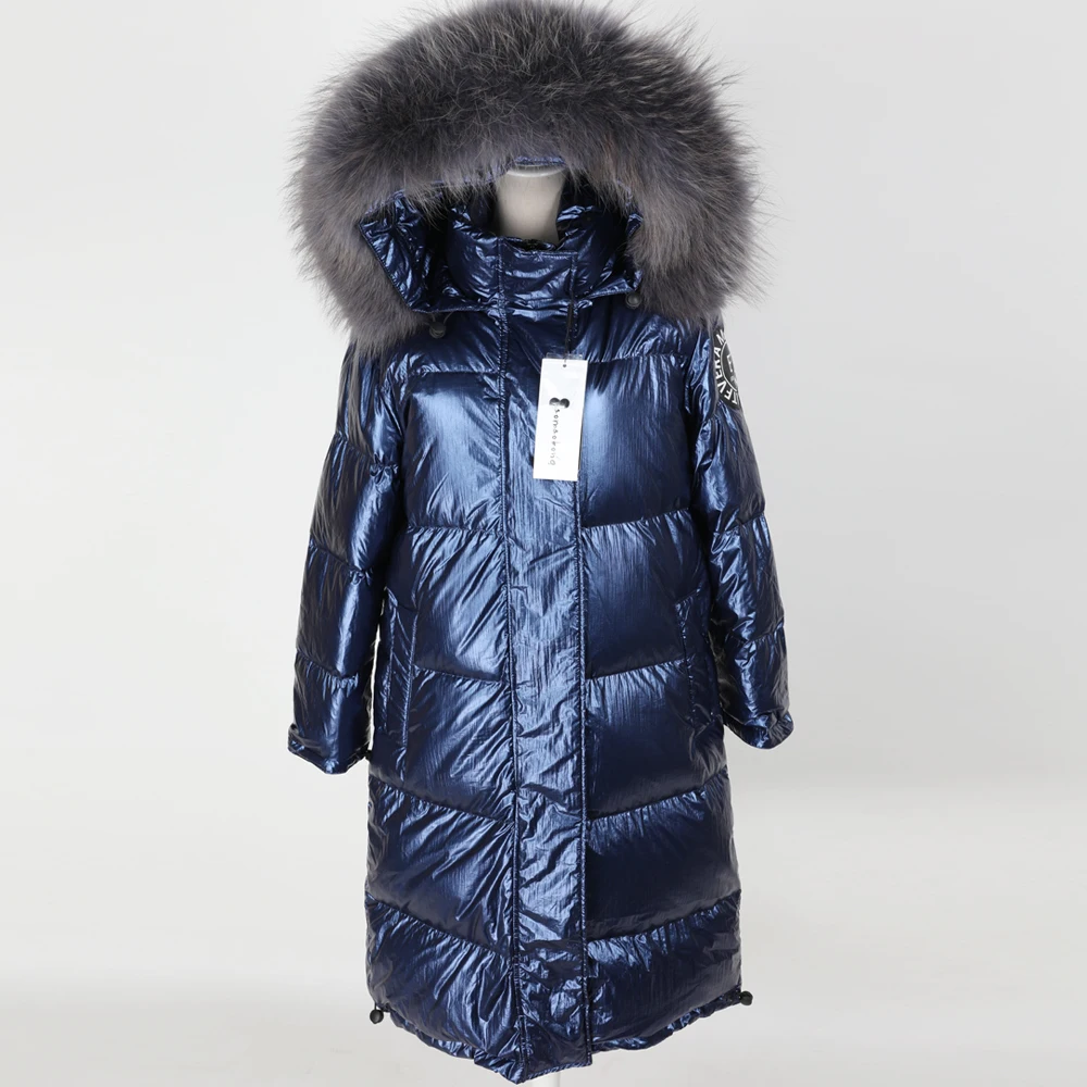 Maomoakong winter leder jacke Natürliche waschbär pelz großen kragen Weiße ente unten frauen unten jacke Jacke park jacke