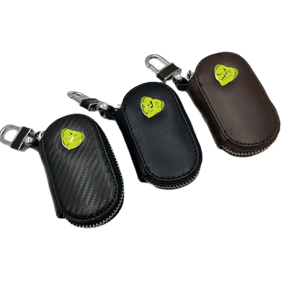 1Pcs Cow Leather Key Bag Case Cover Remote Control Zipper Key Bags Protect Shell For Mercedes-Benz AMG BMW Ford Jaguar