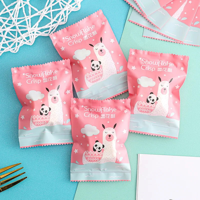 AQ Pink Cartoon Cute Cookies Packaging Bag For Baby Shower Birthday Wedding Party Candy Sugar Alpaca Panda Decor DIY Plastic Bag