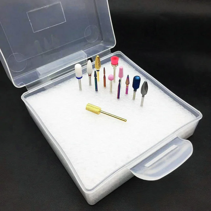 100 hole nail drill bit storage box electric machine holder pedicure stand container manicure tools