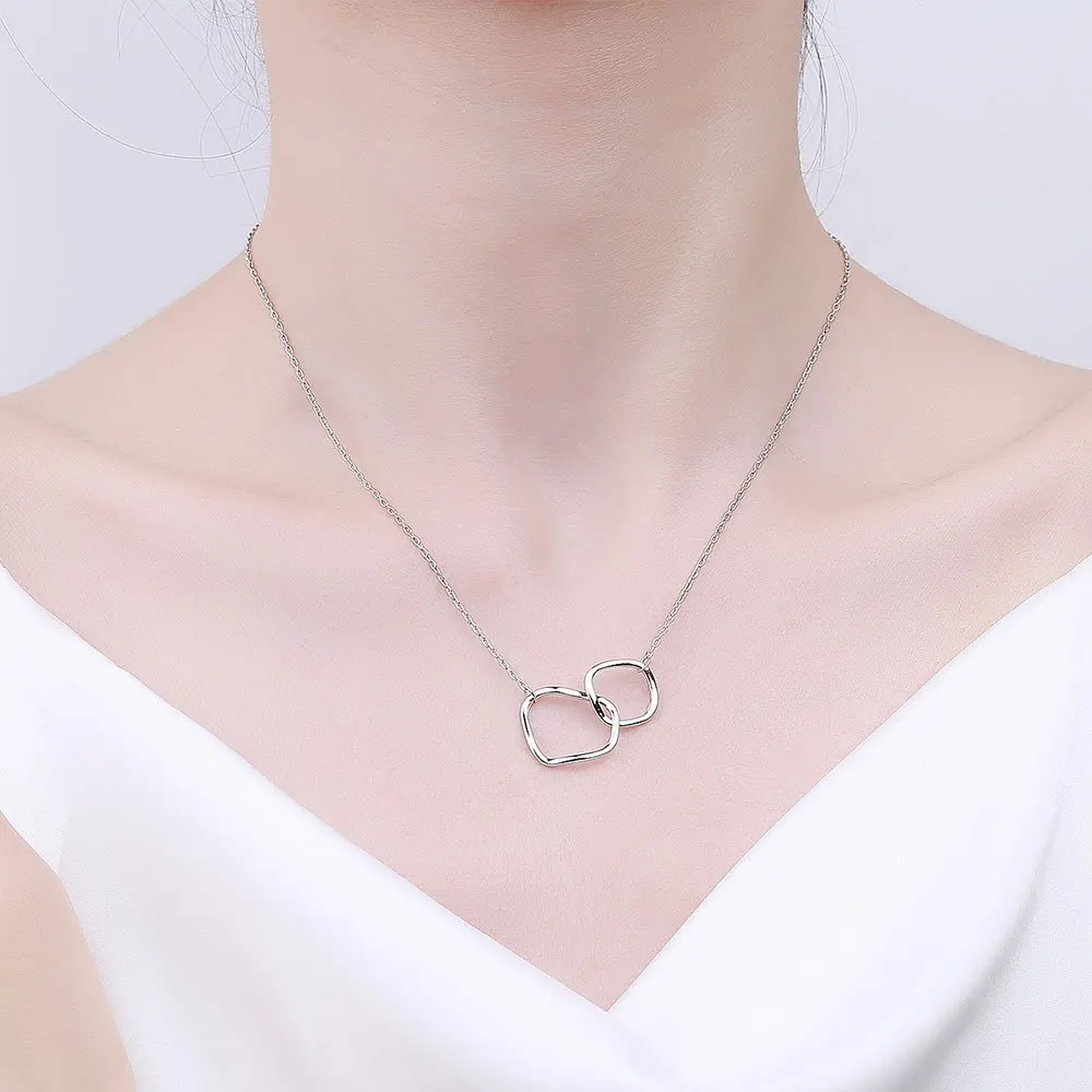 Silver Necklace For Women Circle Shape Gold Plated Trendy O Chain Chocker Chirstamas Gift Fine Jewlery