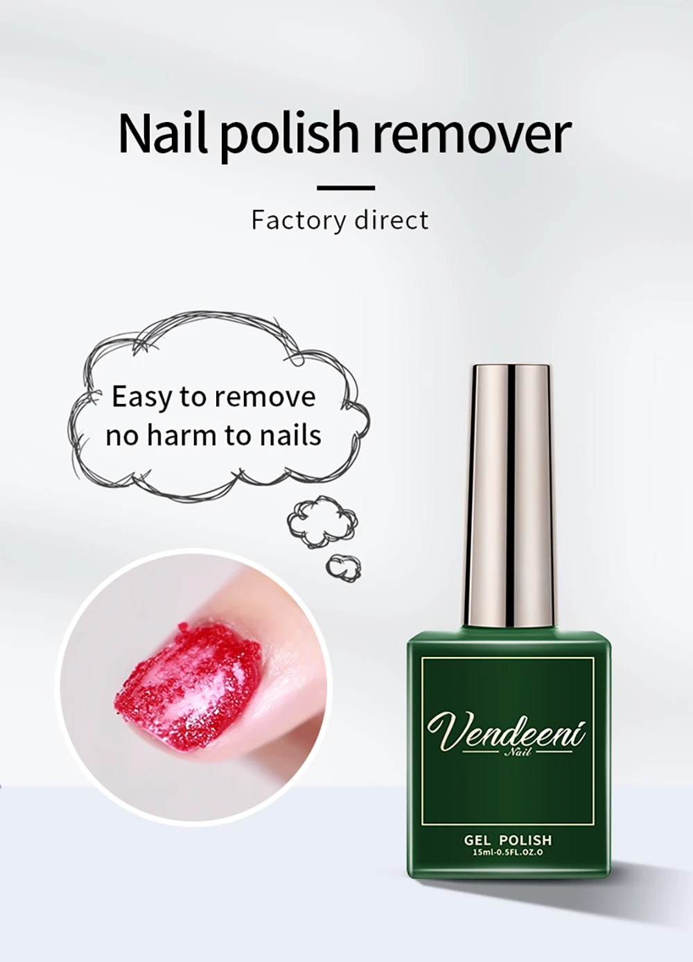 Vendeeni Nagelgel-Poliermittel Magischer Entferner für Maniküre, Basis- und Top-Coat, schnelle Reinigung innerhalb von 2-3 Minuten, UV-Burst-Gel-Nagellackentferner – Detail 1