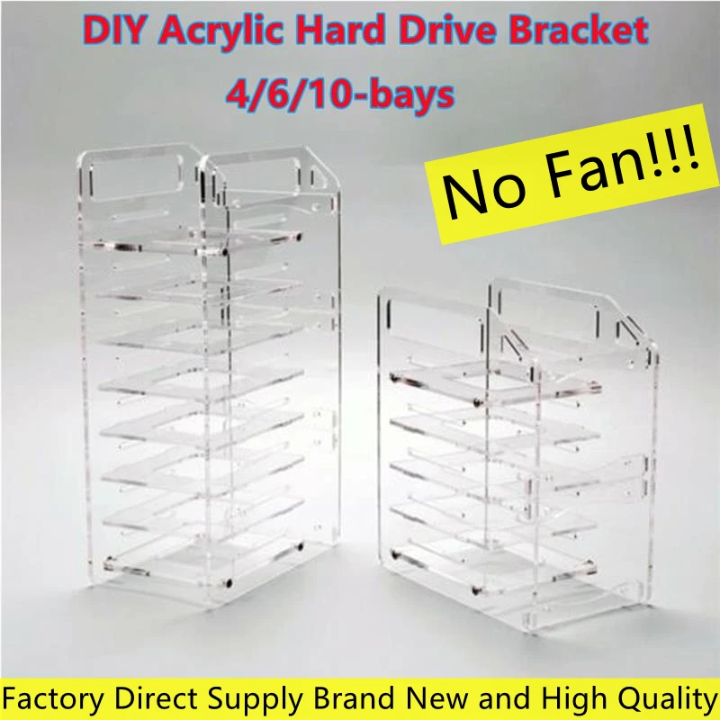 New DIY Acrylic Hard Drive Bracket Transparent Hard Disk Shelf Desktop Computer External Storage Box HDD Hard Disk Drives Cage