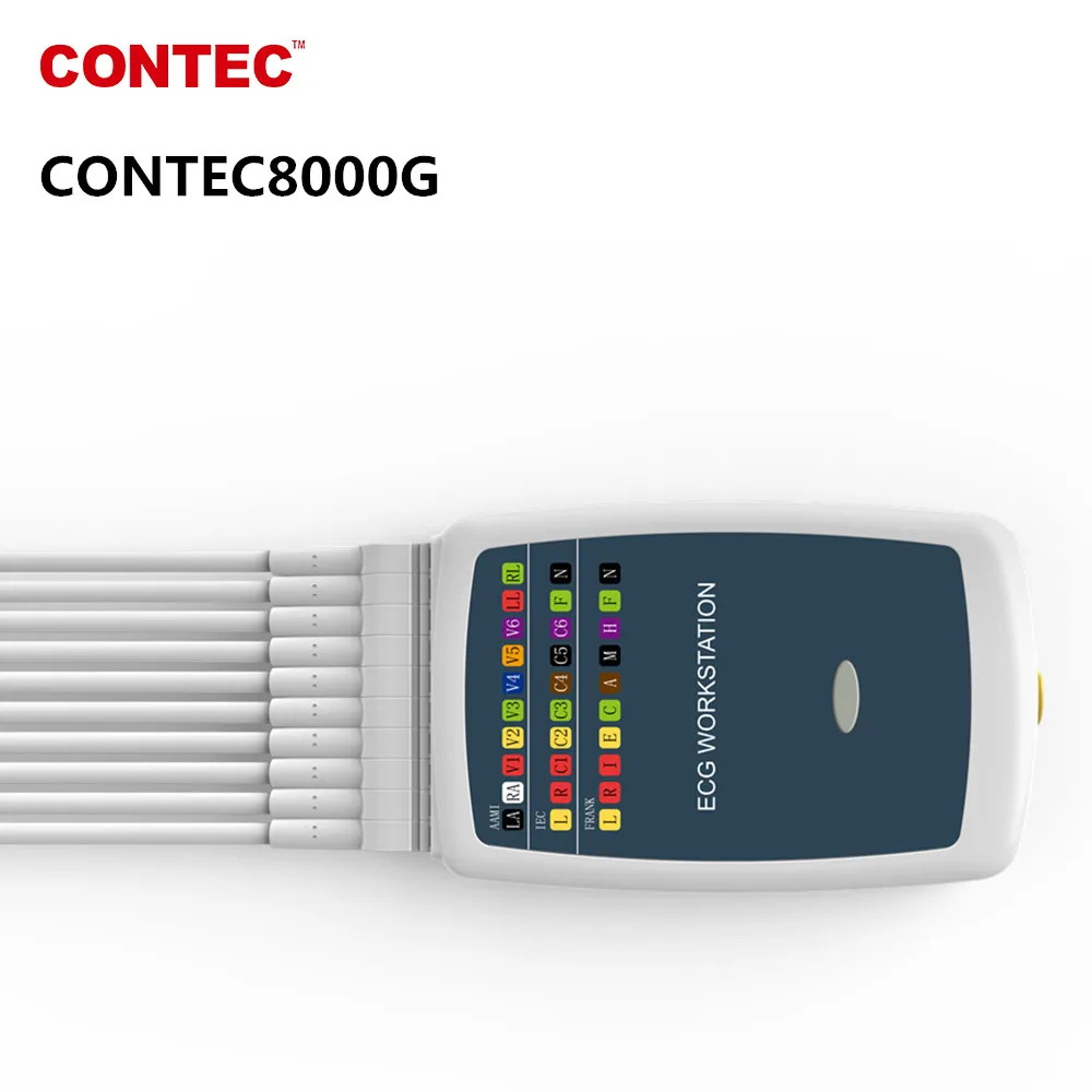 CONTEC-Estación de trabajo ECG para PC, 12 leads, grabadora EKG, Software USB para PC con botón, Cable ECG y electrodo