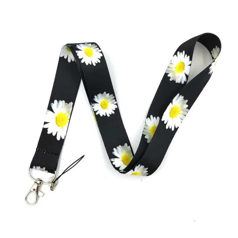 Daisy Flower Neck Strap Lanyard For Keys Hang Rope Keychain Lanyards ID Card Badge Holder Keycord Webbing Ribbon Keyring