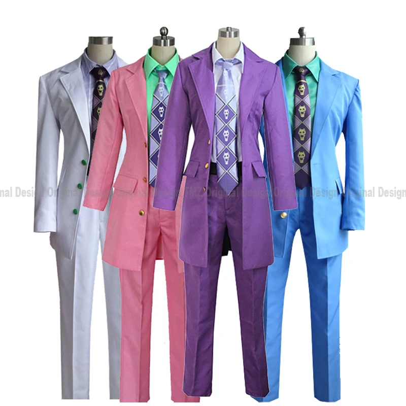 JoJo'sBizarreAdventure Cosplay Diamond Is Unbreakable Kira Yoshikage Uniform Suits Coat Pants Tie Shirt Wigs Cosplay Costume