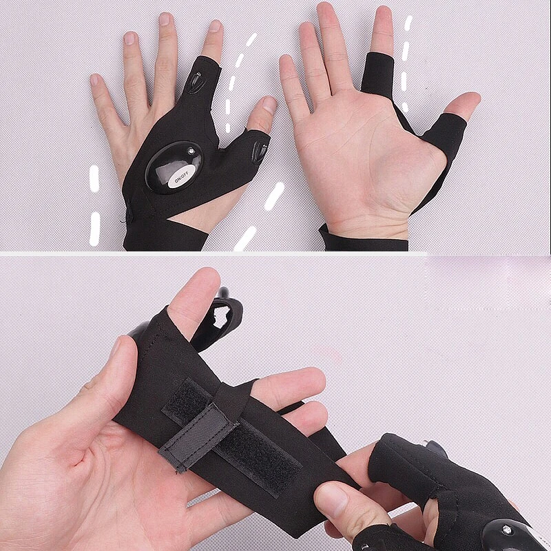 Casais Japonês Estilo Harajuku LED Luvas De Luz Coreano Moda Streetwear Mulheres Homens Gótico Meio-dedo Finger Cover Party Props