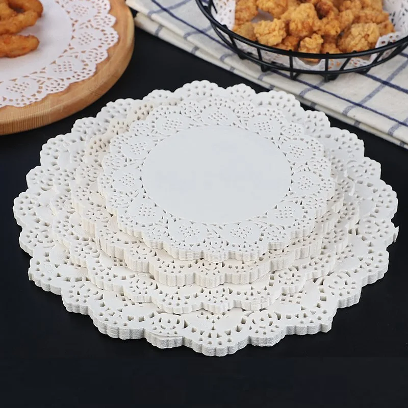 3000Pcs/Lot Food Grade Round Oil Absorbing Paper Cake Biscuit Decor Lace Paper Party Wedding Food Dessert Placemat Bottom Paper