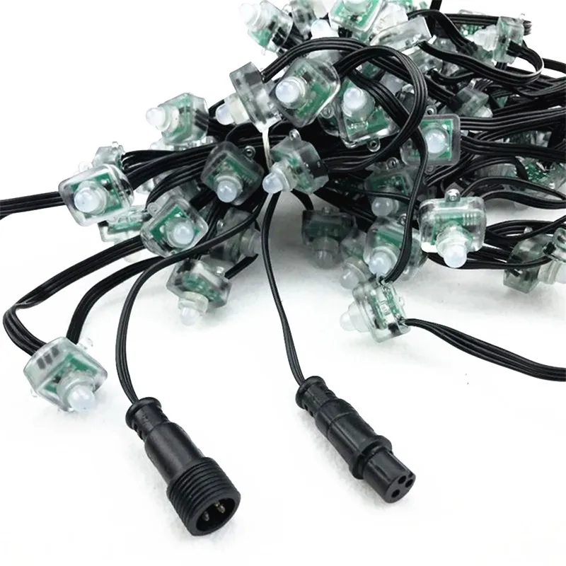 DC12V 100ct WS2811 Square Led Pixel nodes string lights BLACK Wire 18awg With Raywu/Paul Zhang/Xconnect/Diy Connector