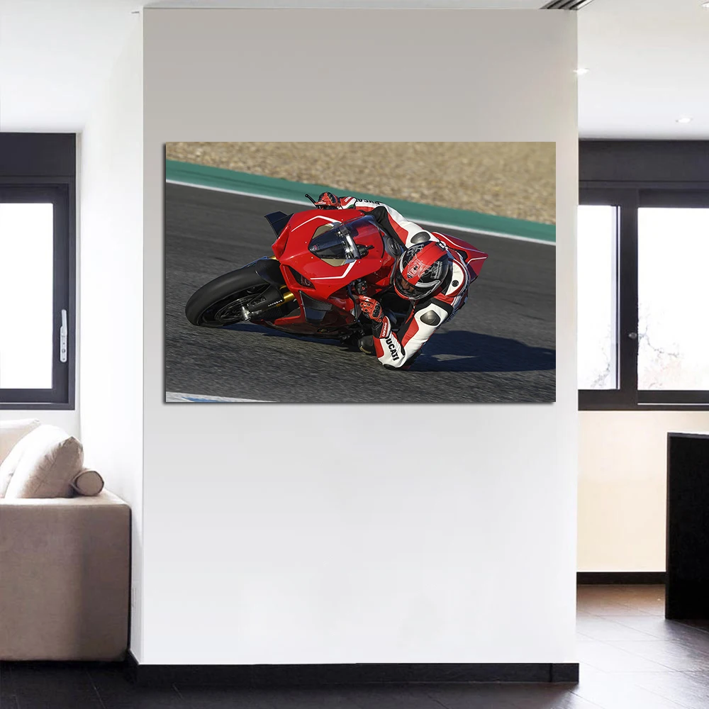 Motorcycles Wallpaper Panigale V4 R Racing Bike Posters and Prints Painting Canvas Wall Art Modern Home Decorations