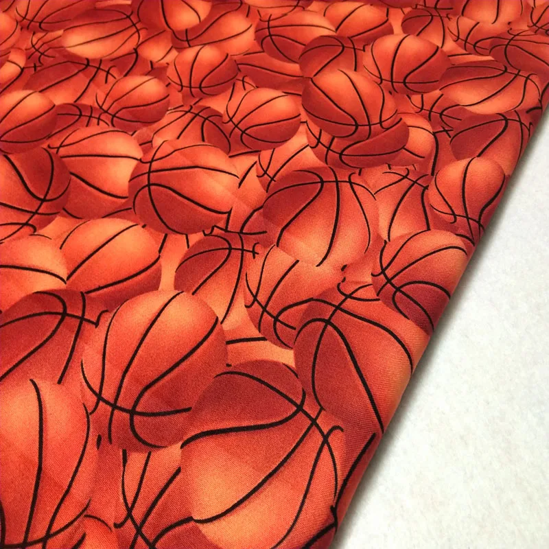 Pretty  Brown Basketball Printed Cotton Fabric 50x105cm Fabric Patchwork for Cloth Dress Party Home Decoration