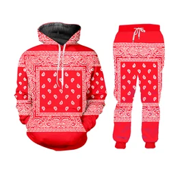 Paisley Graphic Cashew Floral Women/men 2 Piece Set Jogger 3D Pants Hoodie Red Black Men Tracksuit Sweatpants Hoody Streewear