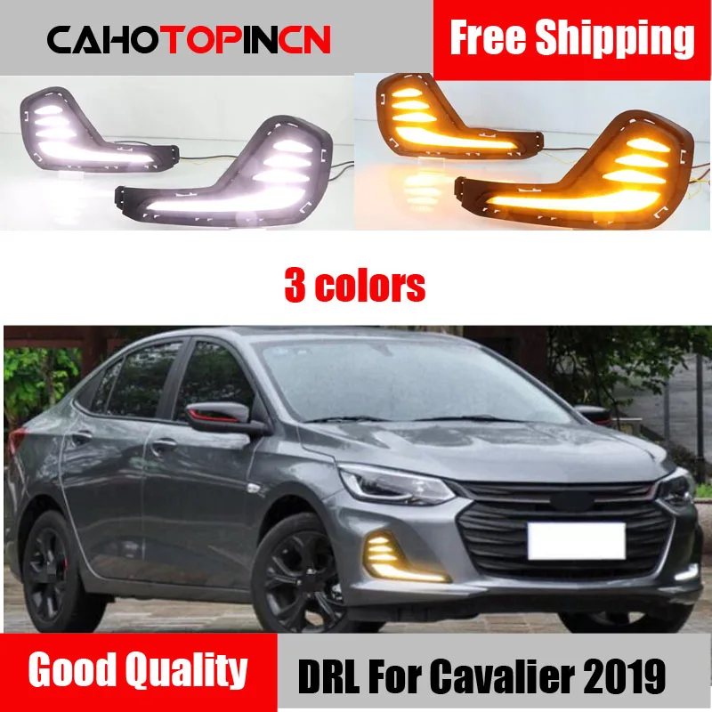 

2PCS LED Daytime Running Light For Chevrolet Cavalier 2019 2020 Dynamic Yellow Turn Signal Car DRL 12V LED Fog Lamp