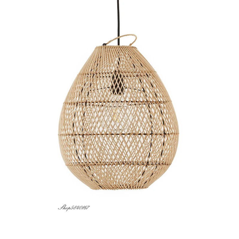 Imagem -06 - Retro Hand-woven Rattan Pendant Lights Pendurado Basket Lâmpadas Loft Hanglamp Luminária para Sala de Jantar Móveis para Restaurante