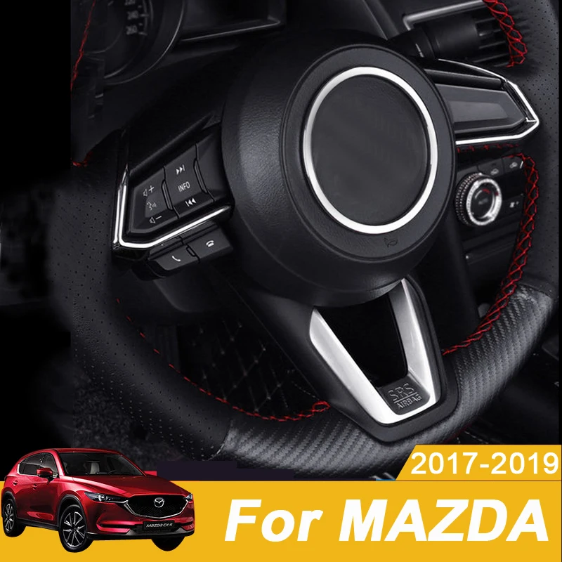 Car Steering Wheel Trim Circle Sequins Cover Sticker For Mazda 2 3 6 Demio CX3 CX-3 CX-5 CX5 CX7 CX9 Axela ATENZA 2017 2018 2019