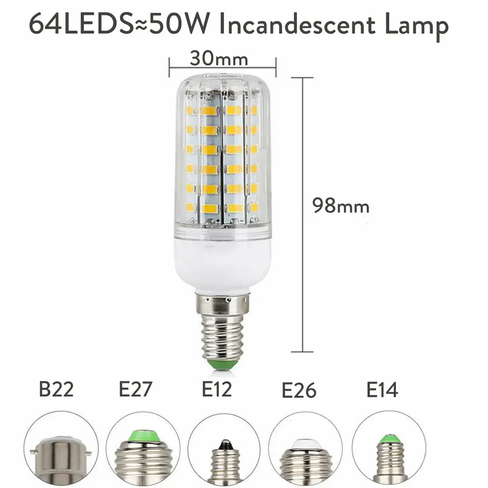 E27 E14 B22 LED Corn Light Bulbs Screw Bayonet Cap SES 7W 12W 30W 45W Ultra Bright 165LEDs Replace 150W Halogen Lamps, image 11