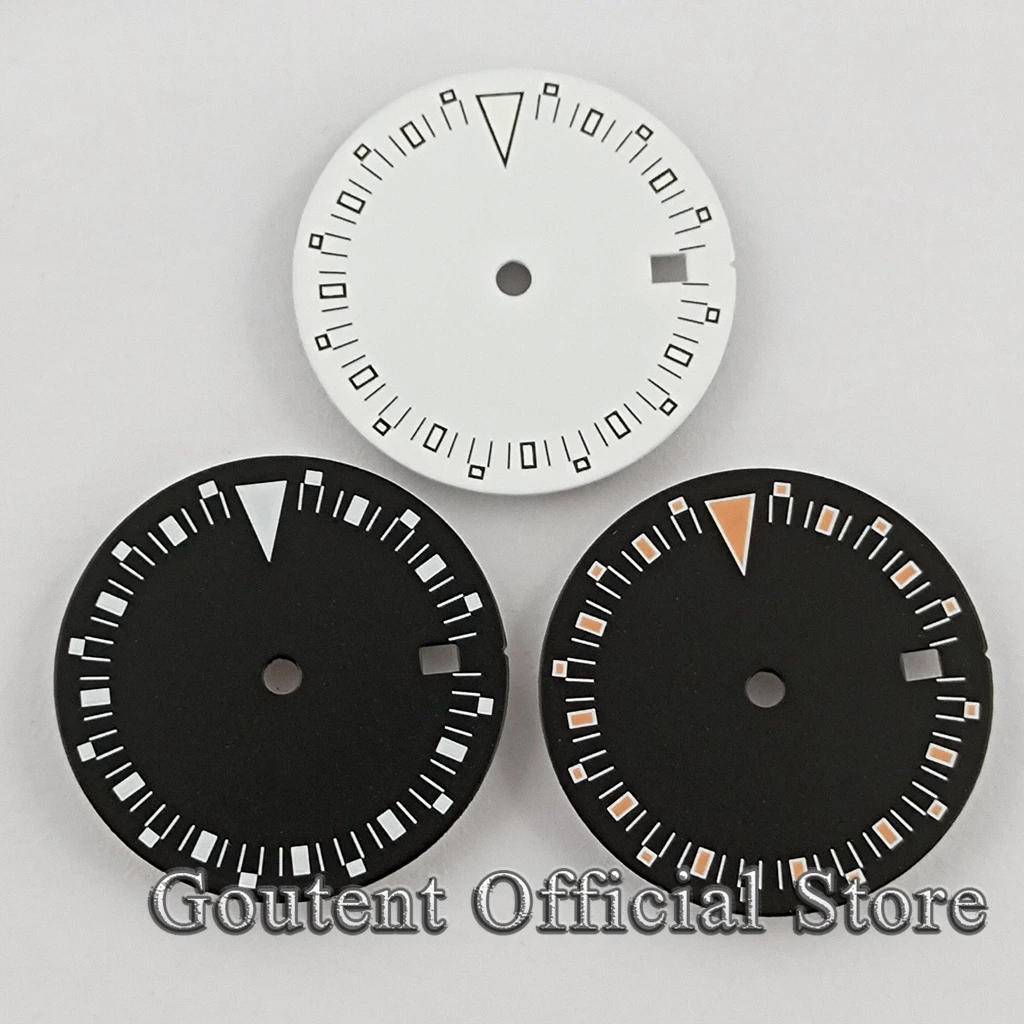 Goutent Sterile 29mm Black White Watch Dial fit ETA2836 2824 MINGZHU 2813 3804 MIYOTA 8215 821A 8205 Luminous Watch Face