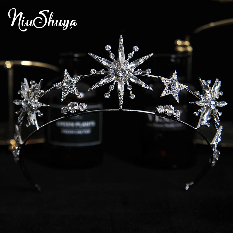 

NiuShuya Girls Star Snowflake Bride Wedding Hair Accessories Princess Party Graduation Birthday Headpiece JewelrTiaras Headpiece