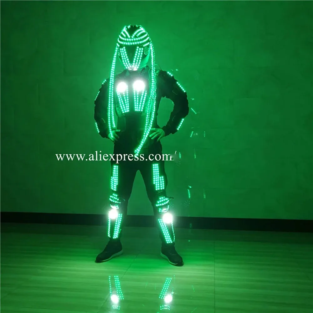 LED RGB Lights Flashing Dancer Costumes LED Luminous Growing Robot Suit DS Party Performance Electronic Music Festival costume