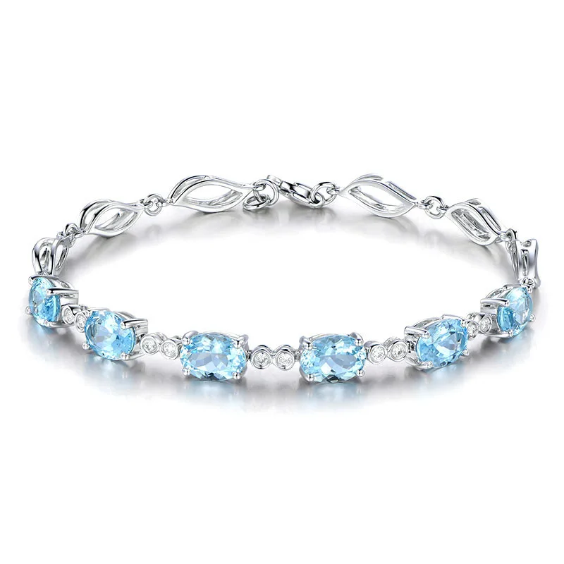 New Style 925 Sterling Silver Bracelet Exquisite Sapphire Silver Bracelet For Woman Charm Jewelry Gift