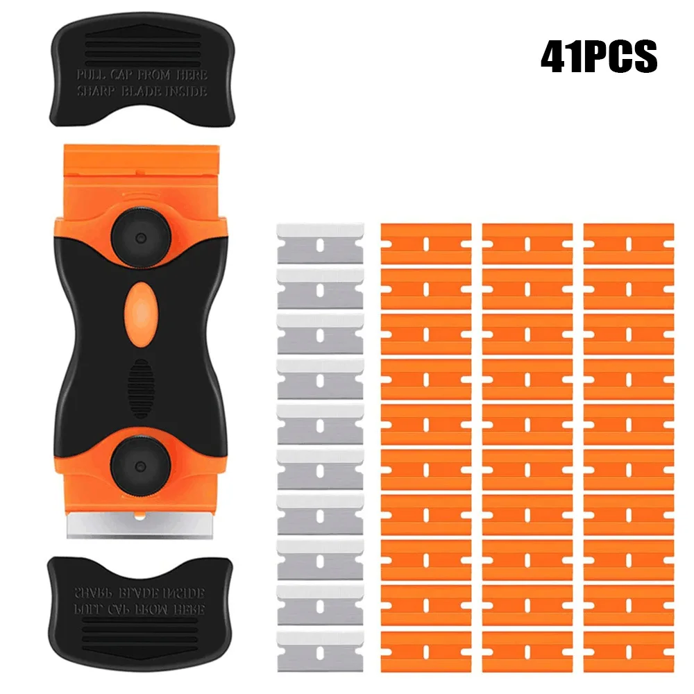 

Plastic Handle Double-sided Scraper 41pcs Set Label Applique Stickers Glass Paint Scratch Remover