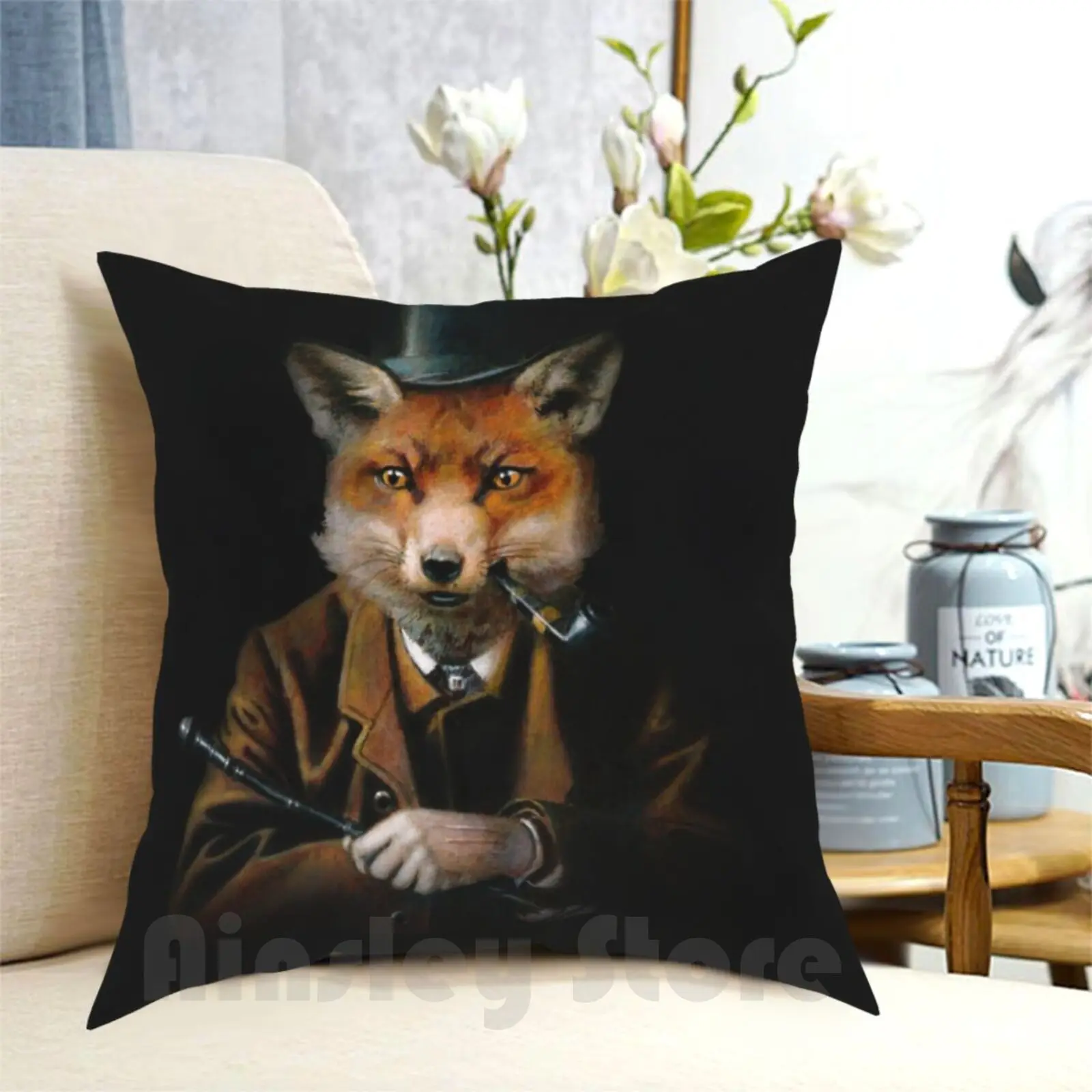 Dapper Fox Pillow Case Printed Home Soft DIY Pillow cover Fox Fox Fox Fox Vintage Surreal Funny Animals Quirky Weird Funny