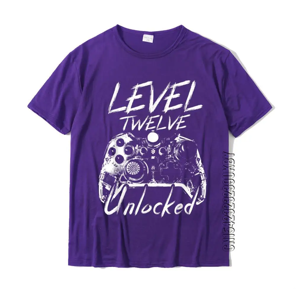 Level 12 Unlocked Awesome Since 2007 12th Birthday Gamer T-Shirt Cotton Gift Tops Tees Popular Men's Tshirts Classic