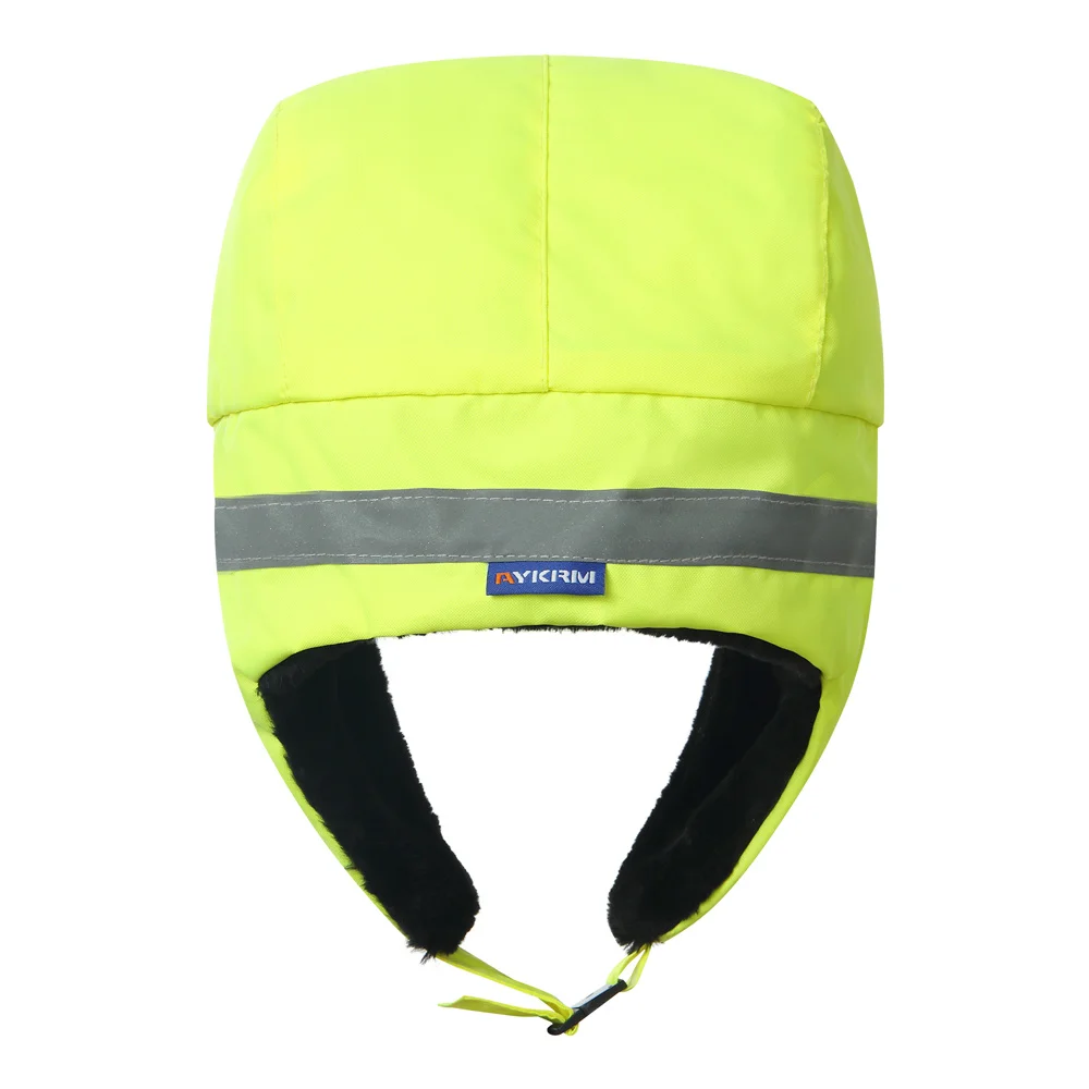 AYKRM High Visibility Viz Hat Trapper Bomber Faux Rabbit Fur Earflap Snow Winter Caps Aviator Trooper Ski Mens Women Unisex