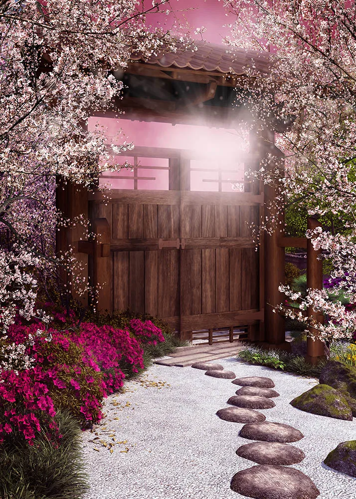 Mocsicka – arrière-plan de photographie de paysage naturel, décoration de jardin de Style japonais, bannière d'art de Portrait de Baby Shower