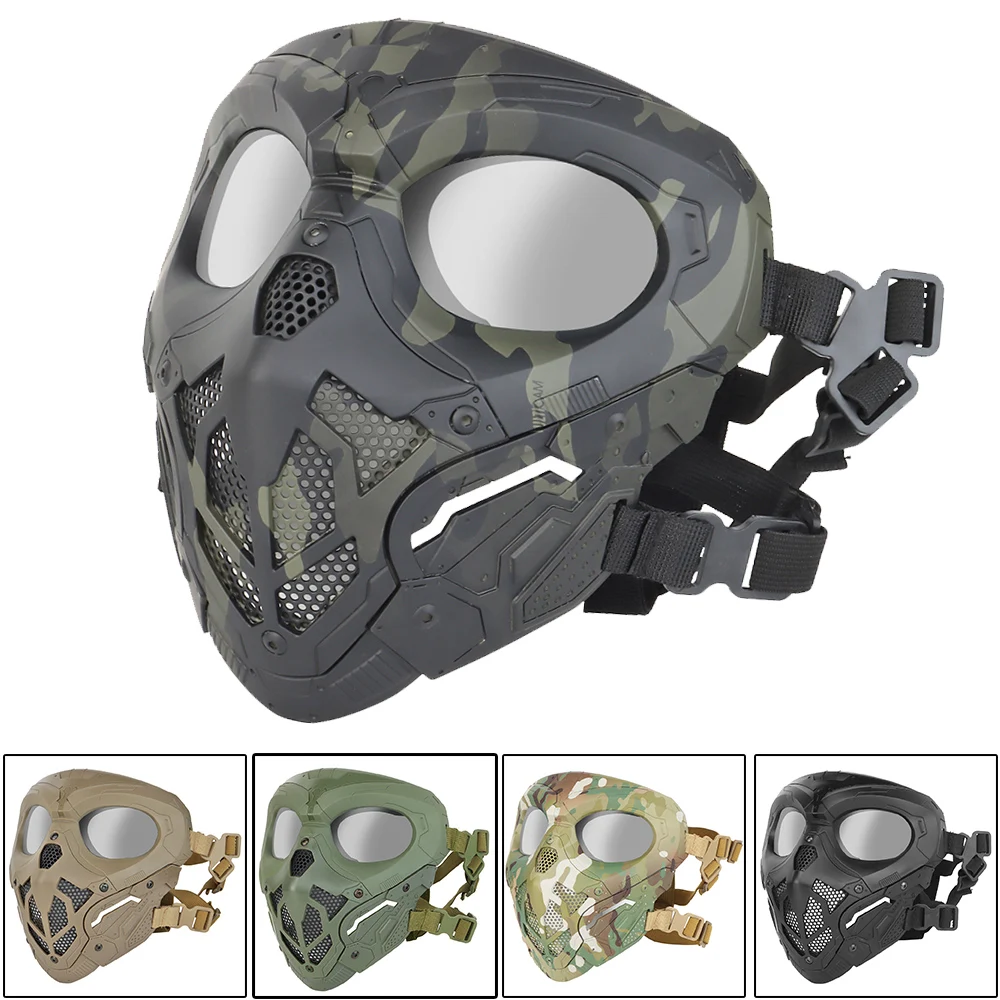 DulMilitary Airsoft Full Face Mask, Sunker, Paintball, Sauna, Buccal, Facial Protective, Equipment, Accessrespiration